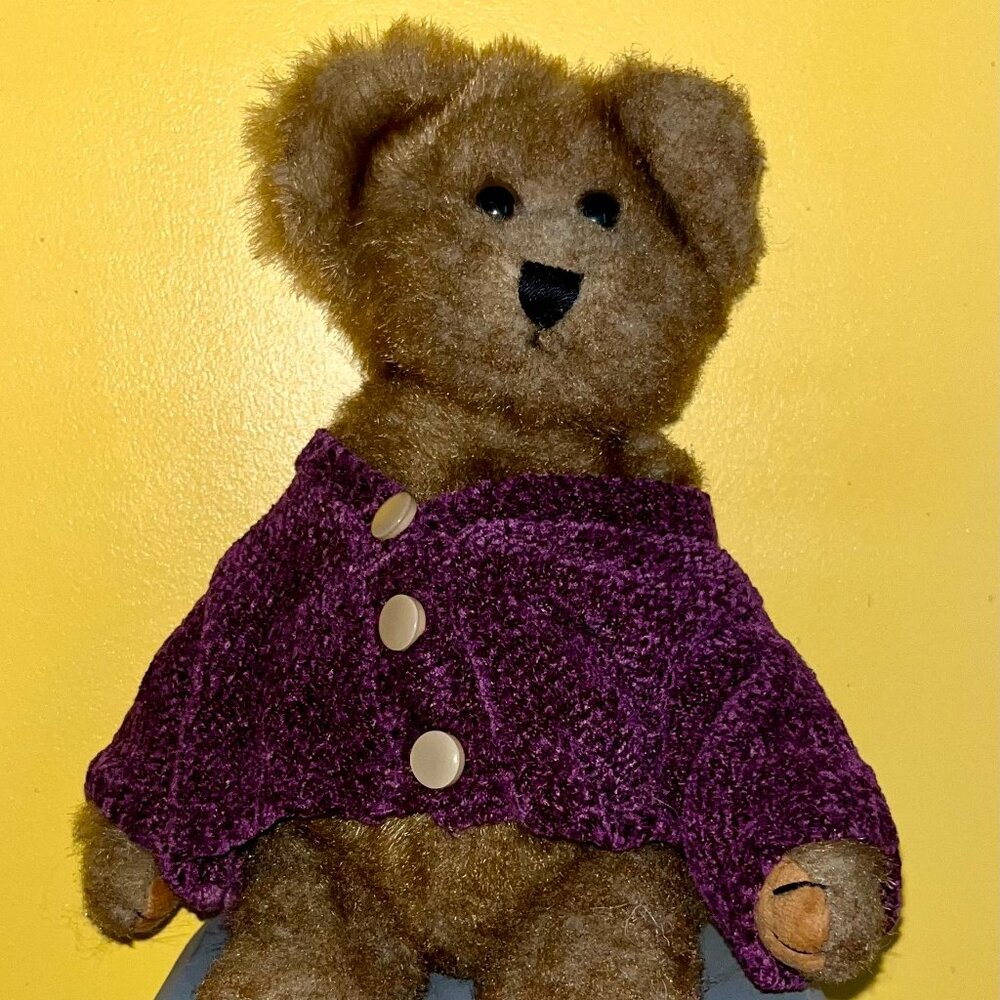 Bearington Teddy Bear Plush - with Purple Sweater- 13 inches Tall